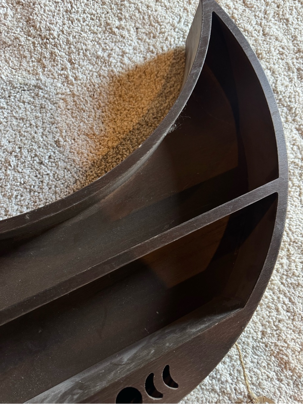HUGE Wooden Crescent Moon Trinket Shelf Wall Decor in Dark Brown - Picture 5 of 15